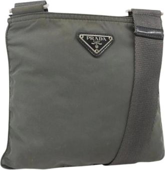 Prada Pre-owned Cross Body Bags, female, Gray, Size: ONE SIZE Pre-owned Vintage Nylon Shoulder Bag