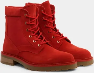 Saint Morta Legion Boots Mens Red Gum Suede Lace Up Round Toe Ankle HTAT1471