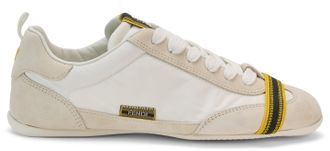 Fendi Canvas with Leather Trim Sneakers - Cream
