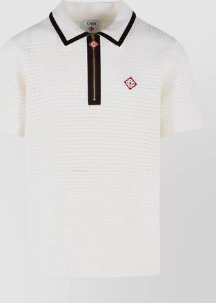 Casablanca wool waffle-knit short-sleeve polo shirt