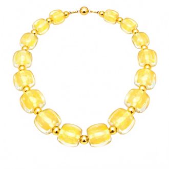 Gold & Honey Womens For Brunch Beaded Lucite Necklace In Yellow