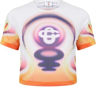 Casablanca T-Shirts, female, Multicolor, Size: M Multicolor Graphic Print Crop Top