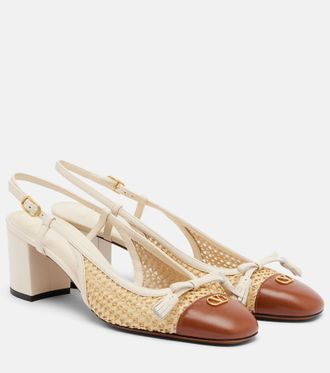 Valentino Garavani Valet Du Roi leather-trimmed slingback pumps