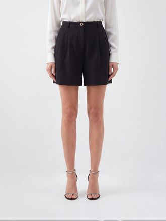 Alessandra Rich Shorts a vita media in misto lana con pince