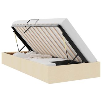 vidaXL Letto Ottomano Con Archiviazione Crema 90 X 190 Cm Tessuto Vidaxl