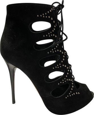 Alexander McQueen Alexander Mcqueen Womens Suede Cut Out Studded Lace Up Boot (Authentic Pre- Loved)
