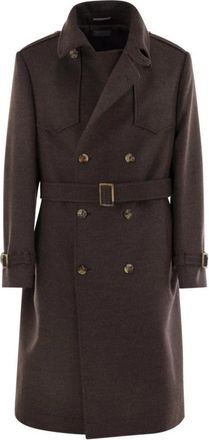 Brunello Cucinelli Double-breasted trenchcoat met ceintuur - Heren - Trenchcoats - Bruin - 2XL - Jassen