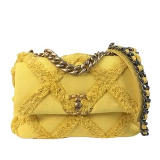 Chanel Pre-owned 19 Flap Schoudertas - Dames - Pre-owned - Geel - Maat: ONE Size Leer