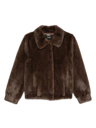 Seventy notched-collar faux-fur jacket - women - Fabric - 40 - Brown