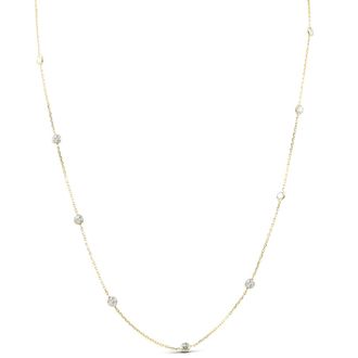 Pompeii3 2 TCW Diamond Bezel Station Necklace 14k Yellow Gold
