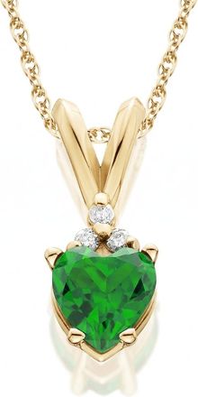 Pompeii3 Emerald & Diamond Heart Pendant Necklace in 14k White or Yellow Gold
