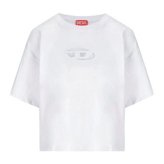 Diesel White Cotton T-Shirt with Oval Logo
