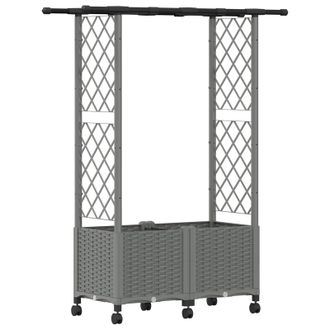 vidaXL Cama Elevada Con Trellis Y Techo Gris Claro 124,5 X 40 X 142 Cm Vidaxl