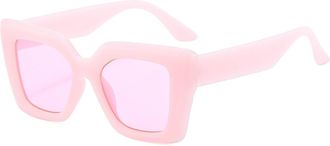 Generic Square Mens Outdoor Sunglasses Vacation Womens Driving Commuter Sun Glasses(Pink)