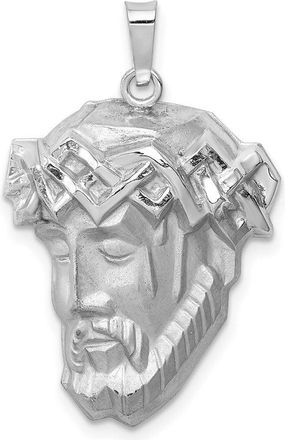 Diamond2Deal 14k White Gold Hollow Polished and Satin Large Jesus Medal