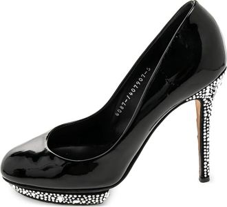 Gina pre-owned 125mm crystal-embellished pumps - Black