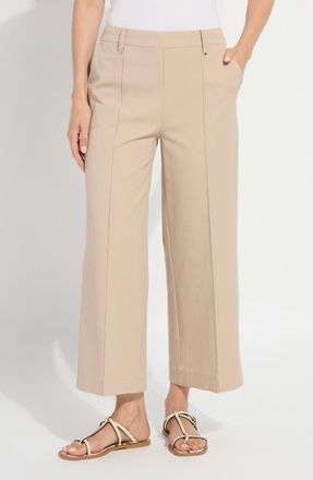 Lyss&eacute; Miranda Pull-On High Waist Crop Wide Leg Twill Pants in Khaki at Nordstrom, Size X-Large