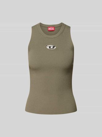 Diesel Tanktop mit Label-Detail in Khaki, Gr&ouml;&szlig;e XS