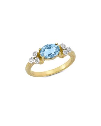 I.Reiss Company 14K 1.59 Ct. Tw. Diamond & Blue Topaz Cocktail Ring