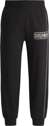 HUGO BOSS Cotton-terry tracksuit bottoms with chain-stitch logo