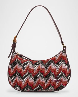 Missoni Chevron Raschel & Leather Mini Hobo Bag