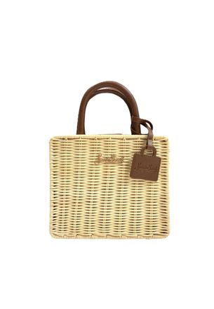 MC2 Saint Barth Rectangular Woven Handbag with Leather Accents