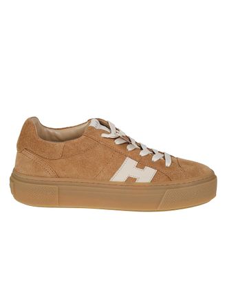 Hogan Tan H705 Minimalistic Calf Leather Sneakers