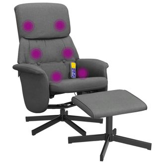 vidaXL Vidaxl - Sill&oacute;n Reclinable De Masaje Con Reposapi&eacute;s Tela Gris Oscuro
