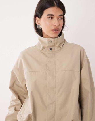 Gina Tricot Gina Tricot - Giacca taglio corto accollata beige kaki in coordinato-Neutro