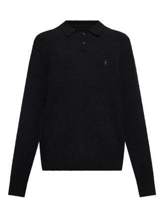 AllSaints Sattten trui met polokraag en lange mouwen - Zwart