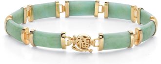 Palm Beach Jewelry Genuine Green Jade 18k Gold-Plated Link Bracelet 7.5