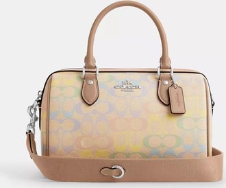 Coach Rowan Satchel Bag In Rainbow Signature Canvas