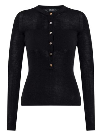 Versace button-embellished wool sweater - women - Elastane/Polyamide/Wool - 42 - Black