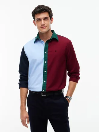 Tommy Hilfiger Mens Regular Fit Colorblock Oxford Shirt - Multi - XXL