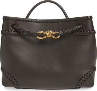 Bottega Veneta Borsa Whipstitch Leather Shoulder Bag in 2009 Espresso-M Brass at Nordstrom