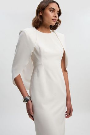 Karen Millen Womens Tailored Drape Back Pencil Midi Dress - White - Size 10 UK