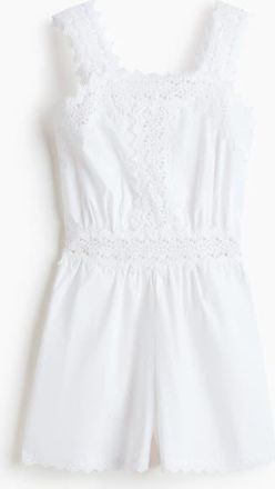 H&M Lace-detail Cotton Playsuit in White at Nordstrom, Size X-Small
