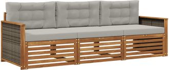 vidaXL Conjunto De Sof&aacute;s De Exterior 3 Uds. Natural Y Gris Claro Vidaxl