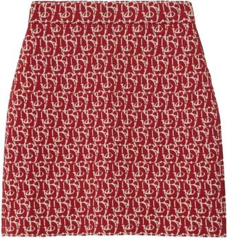 Burberry B Charm Jacquard-Pattern Skirt, Size Medium