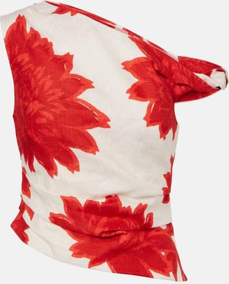 Sir. Top in lino con stampa floreale