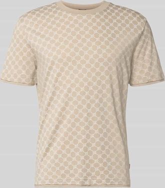 Joop T-Shirt mit Logo-Muster und Rundhalsausschnitt in Beige, Gr&ouml;&szlig;e XXXL