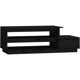 vidaXL Mesa De Centro Madera Maciza De Pino Negro 120x50x40,5 Cm Vidaxl