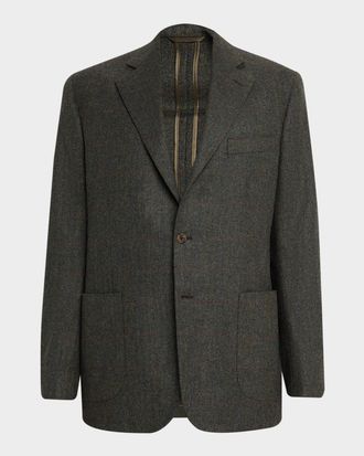 Anderson & Sheppard Mens Single-Breasted Wool Cashmere Sport Coat
