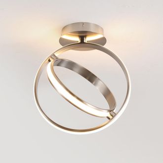 Jonathan Y Designs Nicole 14.25 2-Light Modern Minimalist Aluminum Ring Integrated LED Semi Flush Mount, Nickel