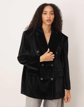 Asos Blazer oversize nero in velluto