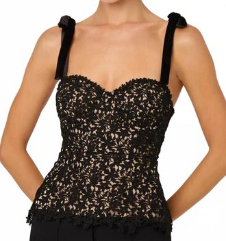 Astr Donne Floral Lace Bustier Top In Black/nude