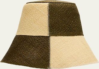 Johanna Ortiz Colorblock Woven Straw Bucket Hat