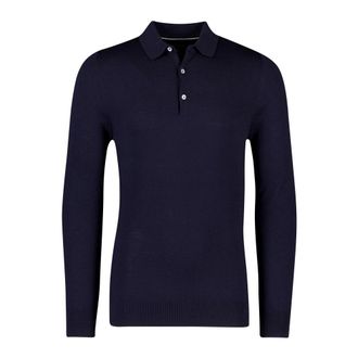 Cavallaro Tops, Heren, Blauw, 3Xl, Wol, Polo met lange mouwen