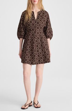Madewell Splitneck Minidress in Dark Brown at Nordstrom, Size 16