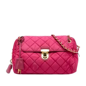 Prada Pre-owned Shoulder Bags, female, Pink, Size: ONE SIZE Pre-owned Quilted Crossbody Bag